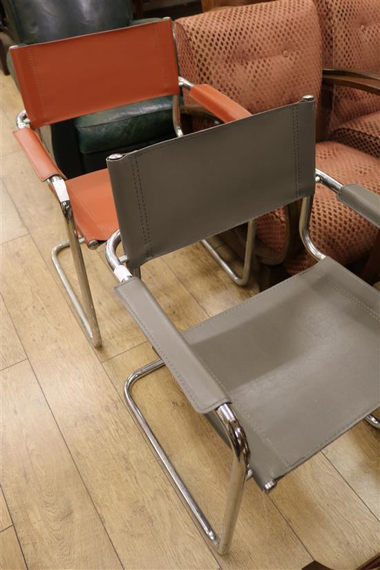 Two chrome and leather chairs